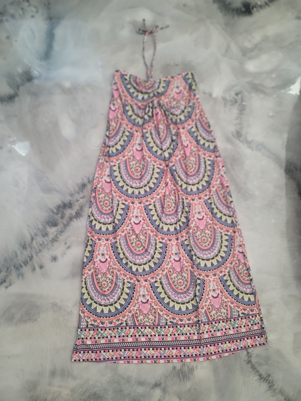 She's Cool Pink and Blue Boho Maxi Dress